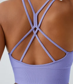 Casual Tops|Yoga Tops<HALARA Seamless Flow Low Support Ruched Double Straps Sports Bra
