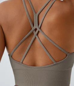 Casual Tops|Yoga Tops<HALARA Seamless Flow Low Support Ruched Double Straps Sports Bra