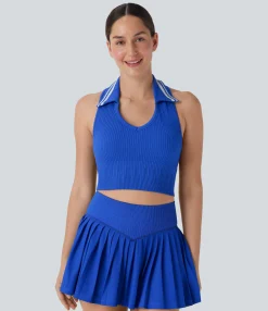 Tank Tops & Camis|Tank Tops<HALARA Seamless Flow Racerback Color Block Cropped Tennis Tank Top