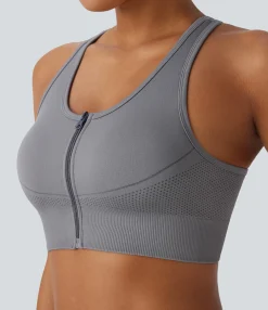 Yoga Tops|Tank Tops & Camis<HALARA Seamless Flow Racerback Zipper Cropped Yoga Tank Top