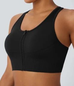 Yoga Tops|Tank Tops & Camis<HALARA Seamless Flow Racerback Zipper Cropped Yoga Tank Top