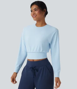 Sports Tops|Sports Tops<HALARA Seamless Flow Round Neck Long Sleeve Workout Sports Top