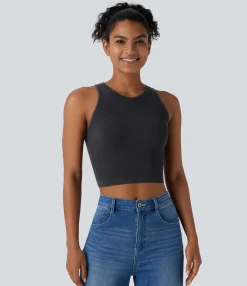 Tank Tops & Camis|Tank Tops<HALARA Seamless Flow Round Neck Cropped Lounge Shapewear Tank Top