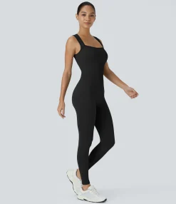 Jumpsuits<HALARA Seamless Flow Square Neck Sleeveless 7/8 Yoga Jumpsuit