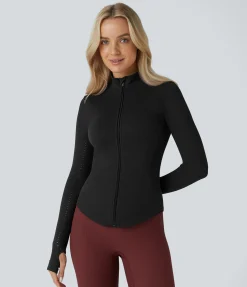 Jackets & Outerwear<HALARA Seamless Flow Stand Collar Long Sleeve Thumb Hole Zipper Skinny Yoga Jacket