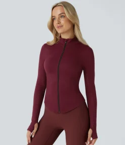 Jackets & Outerwear<HALARA Seamless Flow Stand Collar Long Sleeve Thumb Hole Zipper Skinny Yoga Jacket