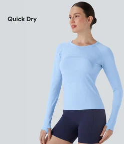 Sports Tops|Sports Tops<HALARA Seamless Flow Thumb Hole Perforated Quick Dry Hiking Sports Top