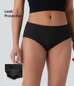 Bras & Underwear<HALARA Seamless Mid Rise Casual Leak Protection Underwear Panties Black