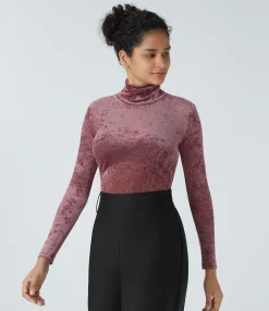 Casual Tops<HALARA Sheer High Neck Long Sleeve Velvet Casual Top