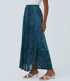 Maxi & Midi Skirts<HALARA Sheer High Waisted Velvet Maxi Skirt