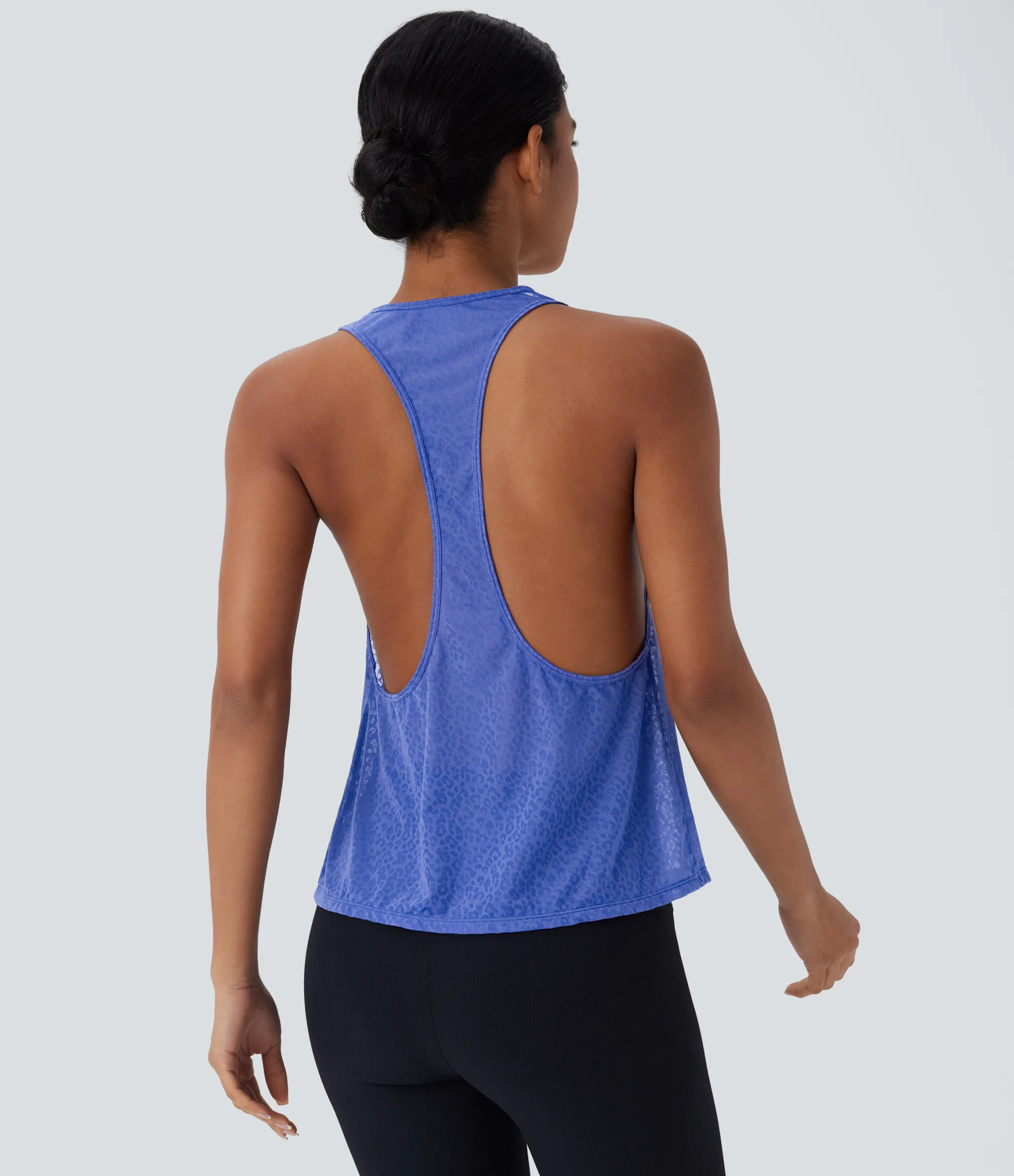 Tank Tops & Camis|Tank Tops<HALARA Sheer Racerback Leopard Jacquard Training Tank Top