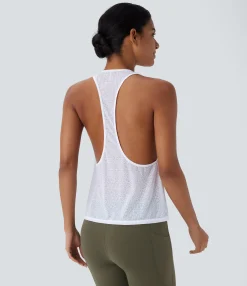 Tank Tops & Camis|Tank Tops<HALARA Sheer Racerback Leopard Jacquard Training Tank Top