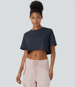 Sports Tops|Sports Tops<HALARA Short Sleeve Cropped Loose Dance Sports Top