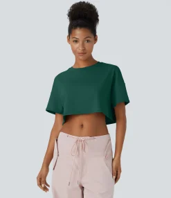 Sports Tops|Sports Tops<HALARA Short Sleeve Cropped Loose Dance Sports Top