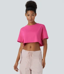Sports Tops|Sports Tops<HALARA Short Sleeve Cropped Loose Dance Sports Top