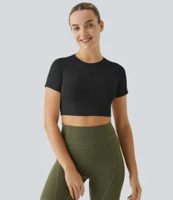 Sports Tops|Sports Tops<HALARA Short Sleeve Cropped Yoga Sports Top