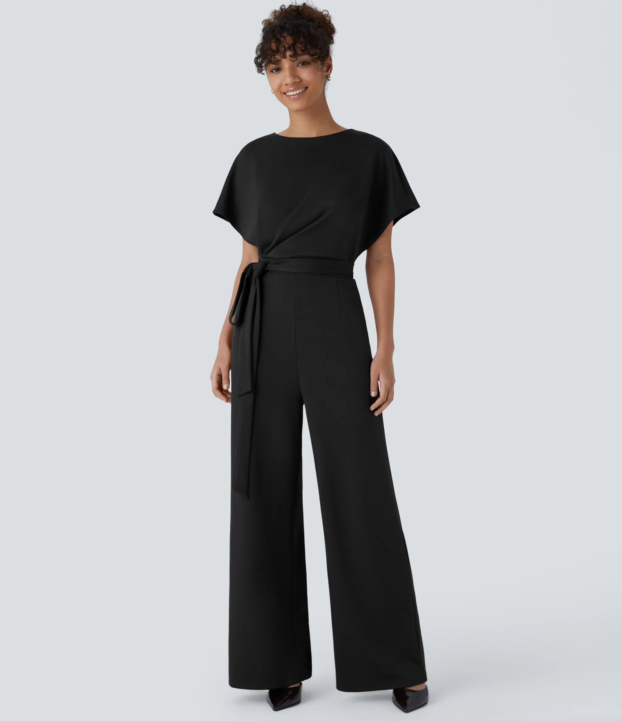 Jumpsuits<HALARA Short Sleeve Keyhole Back Tie Pocket Casual Jumpsuit