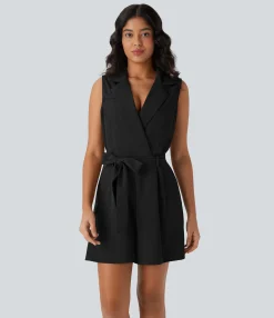 Jumpsuits<HALARA Sleeveless Belted Work Blazer Romper