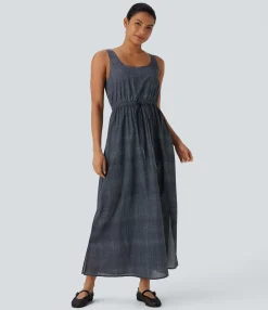 Maxi & Midi Dresses|Dresses<HALARA Sleeveless Drawstring Maxi Casual Dress with Pockets