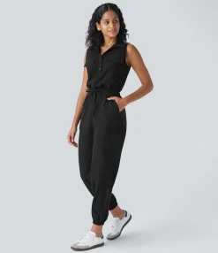 Jumpsuits<HALARA Sleeveless Drawstring Pockets Casual Cargo Jogger Jumpsuit