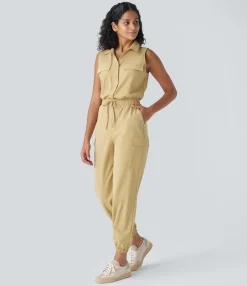 Jumpsuits<HALARA Sleeveless Drawstring Pockets Casual Cargo Jogger Jumpsuit