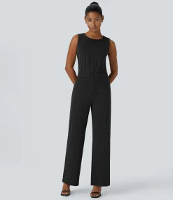 Jumpsuits<HALARA Sleeveless Keyhole Pockets Work Jumpsuit