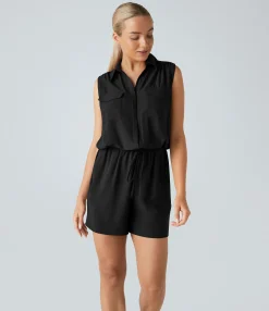 Jumpsuits<HALARA Sleeveless Pockets Drawstring Casual Jumpsuit