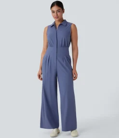 Jumpsuits<HALARA Sleeveless Zipper Pockets Work Jumpsuit
