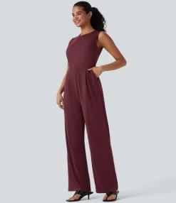 Jumpsuits<HALARA Sleeveless Zipper Work Jumpsuit with Pockets
