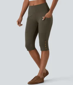High-Waisted Pants|Skinny Pants<HALARA SoCinched High Waisted Tummy Control Decorative Pocket Skinny Casual Pedal Pusher Pants