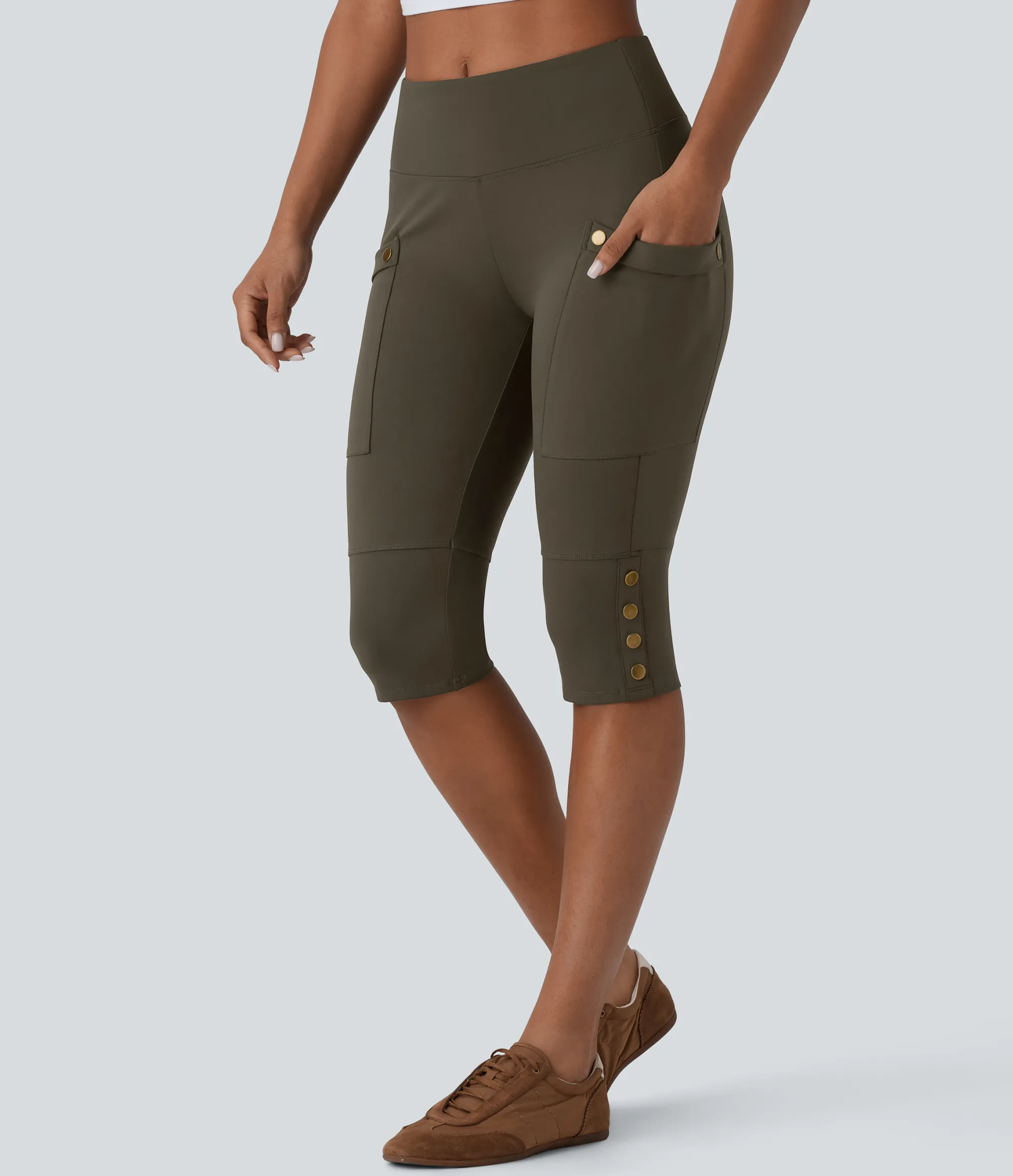 High-Waisted Pants|Skinny Pants<HALARA SoCinched High Waisted Tummy Control Decorative Pocket Skinny Casual Pedal Pusher Pants