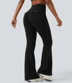 High-Waisted Pants|Flare Pants<HALARA SoCinched High Waisted Tummy Control Ruched Workout Flare Pants with Pockets