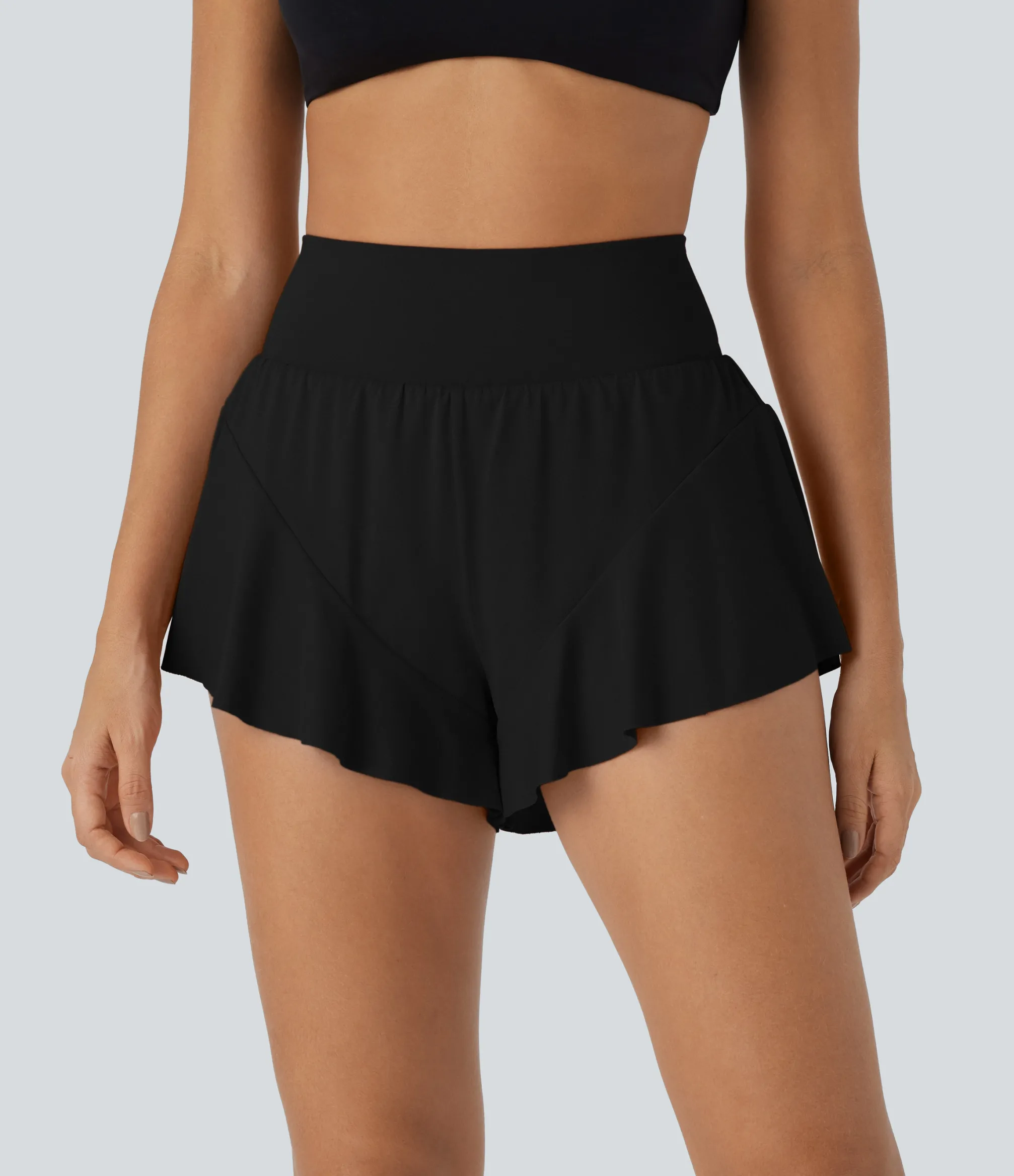 Active Shorts|Shorts<HALARA SoCinched High Waisted Tummy Control Pocket 2-in-1 Ruffle Hem Yoga Shorts