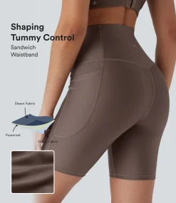 Active Shorts|Bikers<HALARA SoCinched High Waisted Tummy Control Pocket Sheen Training Biker Shorts 7''