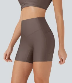 5'' Shorts|Active Shorts<HALARA SoCinched High Waisted Tummy Control Pocket Sheen Running Biker Shorts 5''