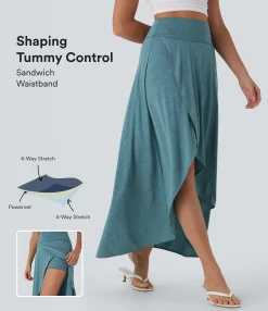 Skirts<HALARA SoCinched High Waisted Tummy Control High Low 2-in-1 Flowy Maxi Casual Skirt