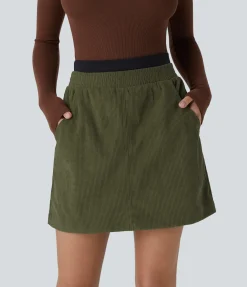 Mini Skirts|Casual Skirts<HALARA SoCinched High Waisted Tummy Control Pocket 2-in-1 Mini Corduroy Casual Skirt