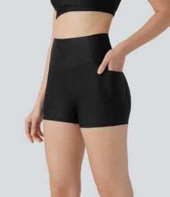 Active Shorts|Bikers<HALARA SoCinched High Waisted Tummy Control Pocket Sheen Running Biker Shorts 3''
