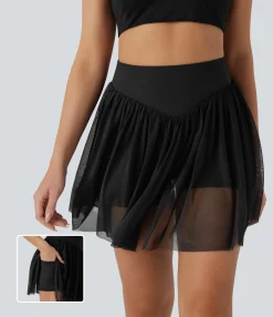 Mini Skirts|Active Skirts<HALARA SoCinched High Waisted Tummy Control 2-in-1 Pocket Mesh Mini Pickleball Skirt