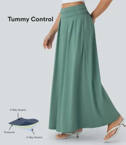 Skirts<HALARA Socinched High Waisted Tummy Control Flare Maxi Casual Skirt with Pockets