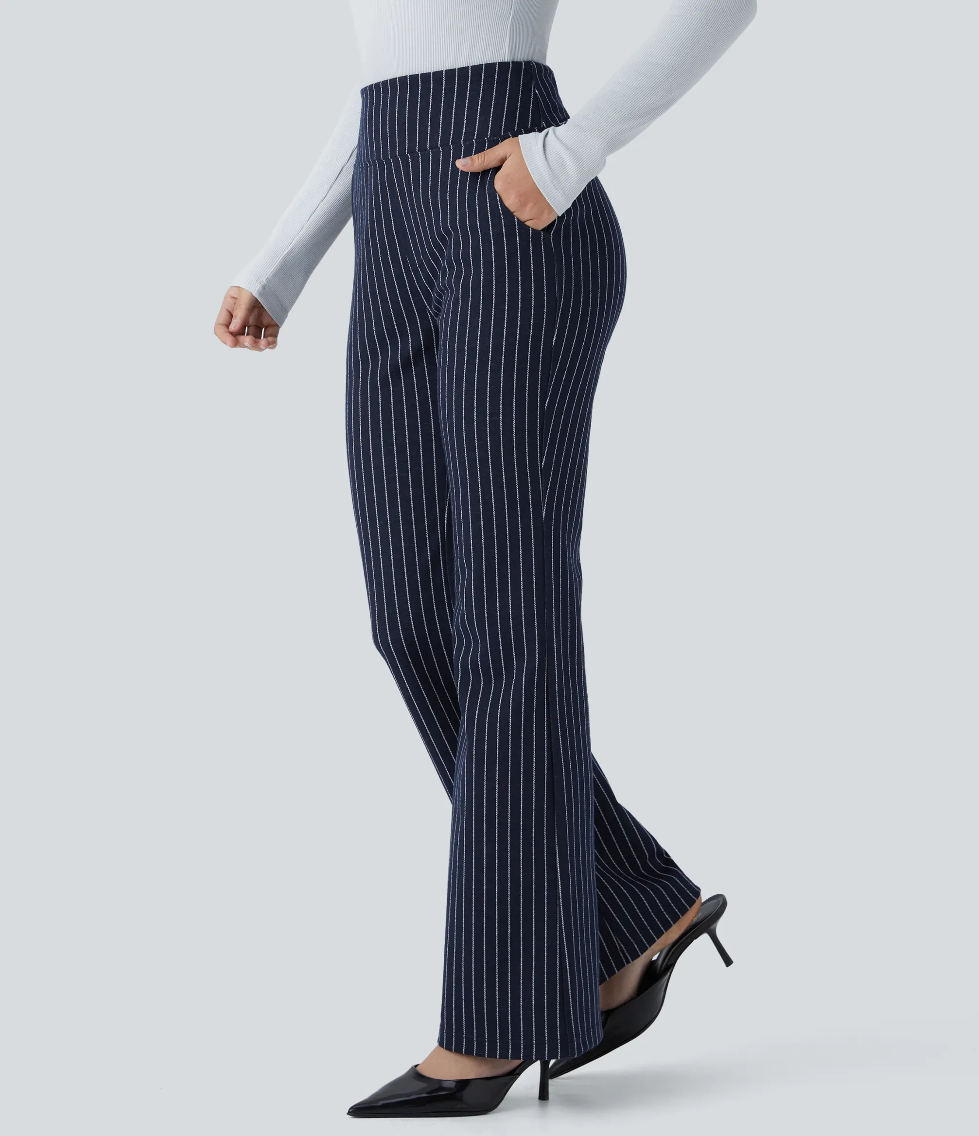 High-Waisted Pants|Work Pants<HALARA SoCinched High Waisted Tummy Control Pocket Stripe Work Pants