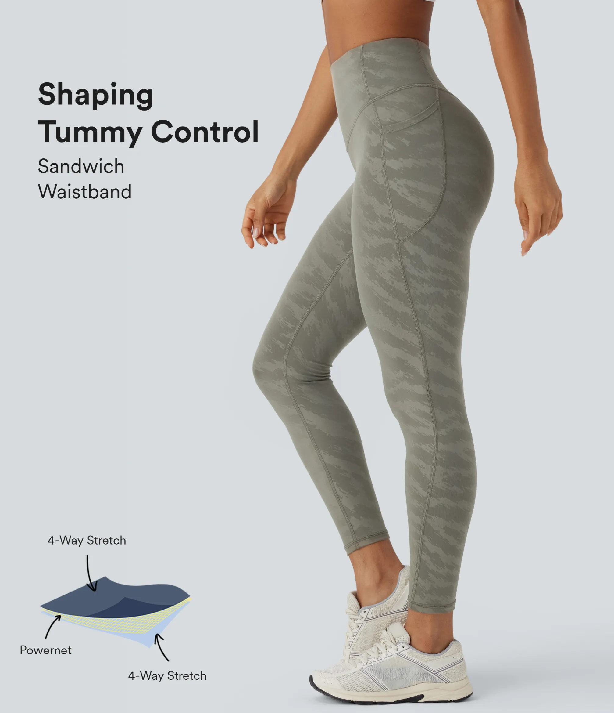 Pocket Leggings|Leggings<HALARA SoCinched High Waisted Tummy Control Camo Yoga 7/8 Leggings with Pockets