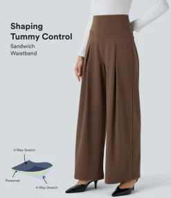 Wide-Leg Pants|Work Pants<HALARA SoCinched Super High Waisted Tummy Control Pockets Wide Leg Work Pants