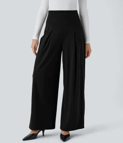 Wide-Leg Pants|Work Pants<HALARA SoCinched Super High Waisted Tummy Control Pockets Wide Leg Work Pants