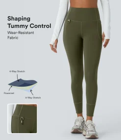 Pocket Leggings|Leggings<HALARA SoCinched Wear-Resistant High Waisted Tummy Control Pocket 7/8 Rock Climbing Leggings