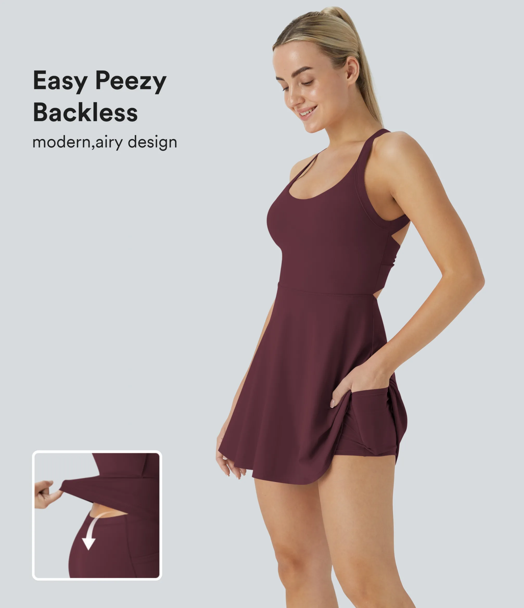 Mini Dresses|Active Dresses<HALARA Softlyzero™ Airy Backless Twisted Cool Touch Dance Active Dress-Easy Peezy Edition