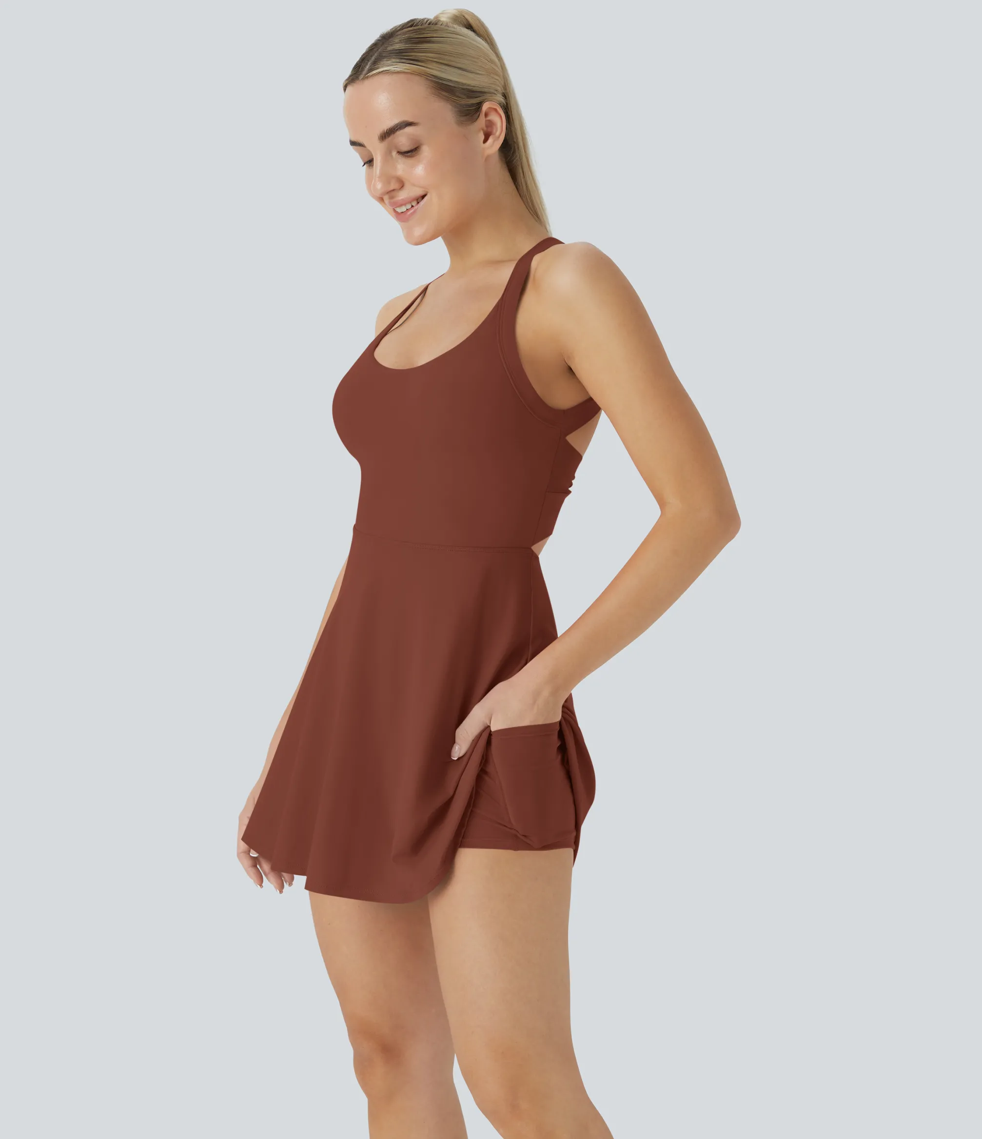 Mini Dresses|Active Dresses<HALARA Softlyzero™ Airy Backless Twisted Cool Touch Dance Active Dress-Easy Peezy Edition