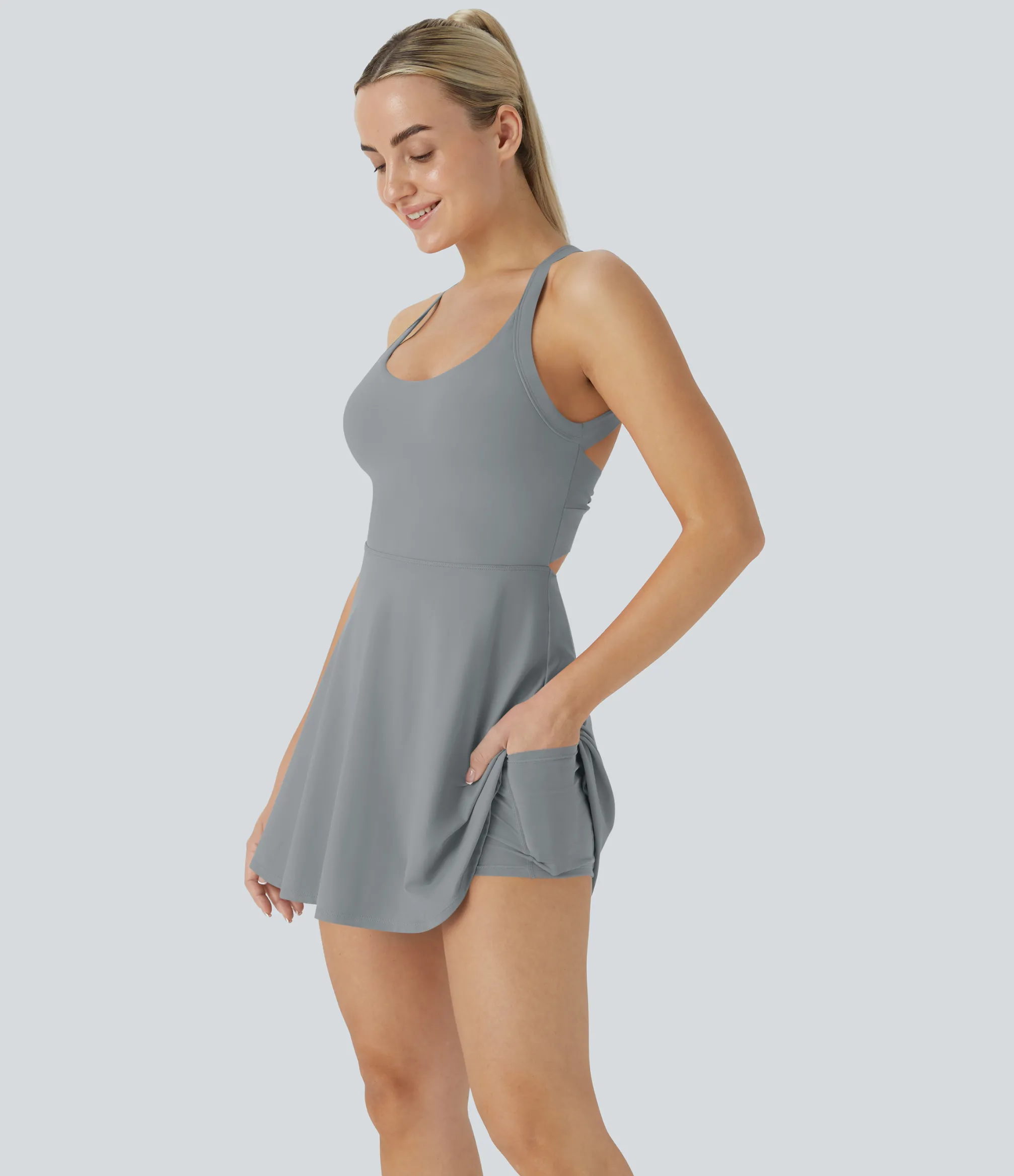 Mini Dresses|Active Dresses<HALARA Softlyzero™ Airy Backless Twisted Cool Touch Dance Active Dress-Easy Peezy Edition