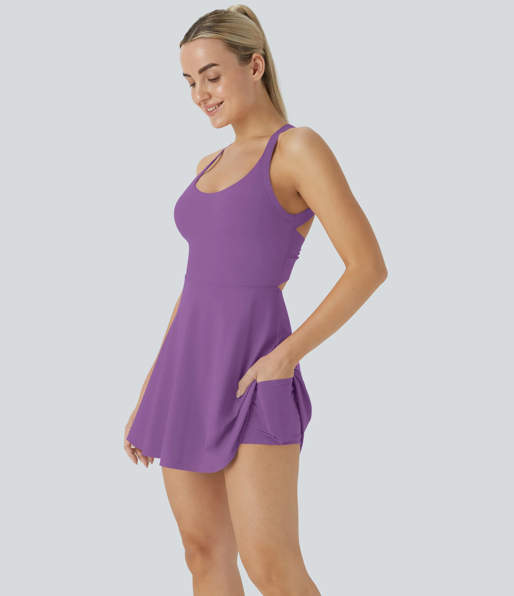 Mini Dresses|Active Dresses<HALARA Softlyzero™ Airy Backless Twisted Cool Touch Dance Active Dress-Easy Peezy Edition