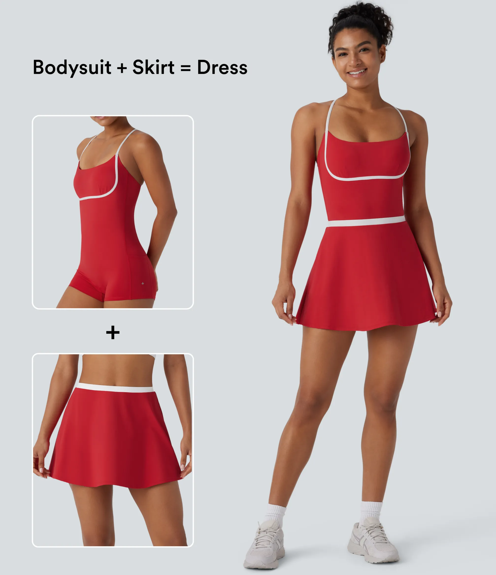 Active Dresses|Dresses<HALARA SoftlyZero™ Airy Color Block Pocket 2 Piece Set Cool Touch Yoga Bodysuit & Skirt